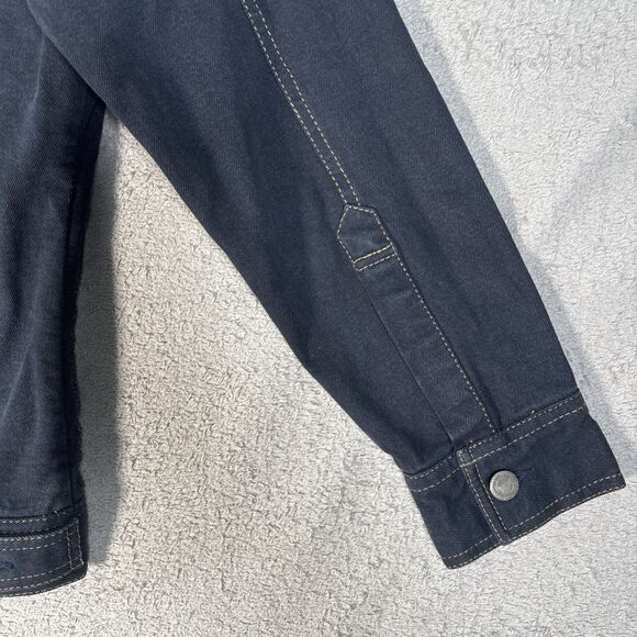 Woodies Denim Trucker Jacket Women's Size L Stretch Dark Blue RFID Pocket Type 3 - Picture 16 of 16